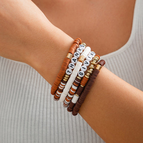 Thanksgiving letter soft ceramic bracelet ins style acrylic bead Bracelet set