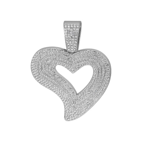 New Light Luxury Love Full Diamond Alloy Pendant Cuban Necklace Hip Hop Trendy Men's Jewelry