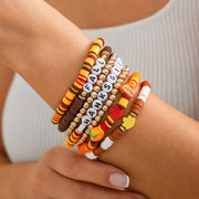 Thanksgiving letter soft ceramic bracelet ins style acrylic bead Bracelet set