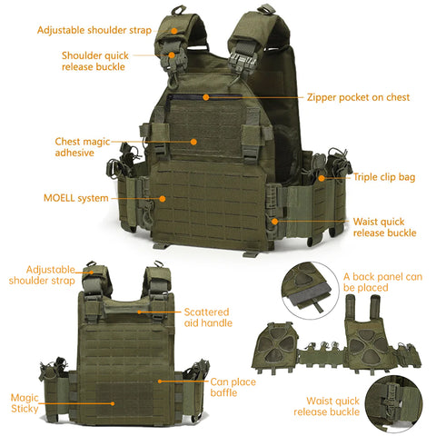 Multi-functional outdoor training vest: MOLLE expansion, quick release, waterproof and wear-resistant.