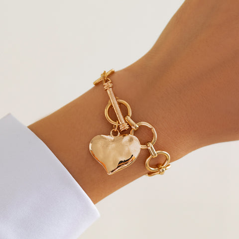 Ins style heart-shaped metal pendant bracelet irregular circular Bracelet