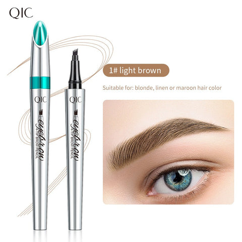 QIC Eyebrow Tattoo Pen Waterproof Fork Tip Eyebrow Ink Pen 4 Heads Liquid Eyebrow Pen