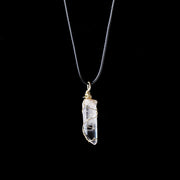 White crystal winding necklace, crystal raw stone, single crystal hexagonal pillar, winding pendant