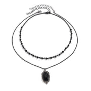 Crystal bead collarbone chain Halloween party dark style multi-layer lace necklace