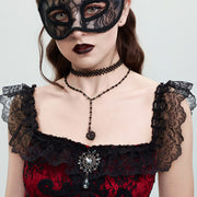 Crystal bead collarbone chain Halloween party dark style multi-layer lace necklace