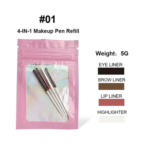 4 In 1 Eyebrow Pencil Waterproof Drawing Eye Brow Makeup Pen Long-Wear Eyeliner Eyebrow Highlighter Stick Makeup Cosmetic Tool