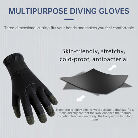 3/5mm Thick Kevlar Diving Gloves. Scratch-proof, for fish hunting, deep dive, spearfishing & skiing.