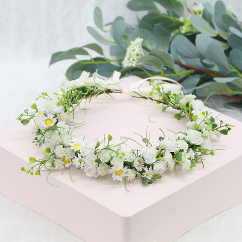 Flower garland headwear handmade daisy sky star vine flower crown wedding flower girl bridesmaid photo hair accessory girl