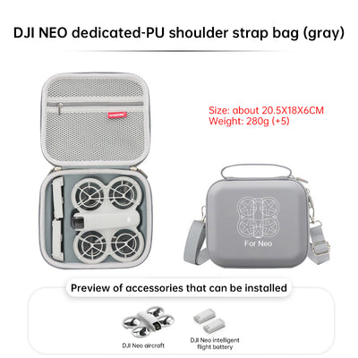 Protective grey hard case for DJI Neo. Two-way zipper, compact, for travel & protection. (Case only)