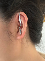 Stainless steel casting tiger snake ear hanging ear clip punk exaggerated puncture ear needle simple diagonal ear