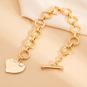 Ins style heart-shaped metal pendant bracelet irregular circular Bracelet