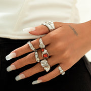 Fashionable Joint Ring Set Hip Hop Metallic Fold Set with Gemstone Rings