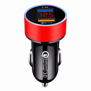 QC3.0+2.4A Dual USB Car Charger LCD Display 12-24V Cigarette Socket Lighter Fast Charger Power Auto USB Adapter Upgraded