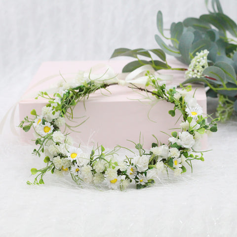 Flower garland headwear handmade daisy sky star vine flower crown wedding flower girl bridesmaid photo hair accessory girl