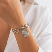 Ins style heart-shaped metal pendant bracelet irregular circular Bracelet