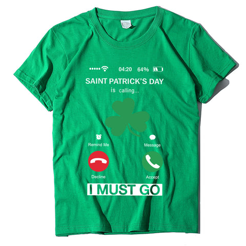 New Men's and Women's SAINT PATRICK'S DAY Letter Short Sleeves on St. Patrick's Day T-shirt