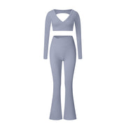 Yoga suit set sandblasting tight fitting shaping high waist fitness sports leisure yoga suit set