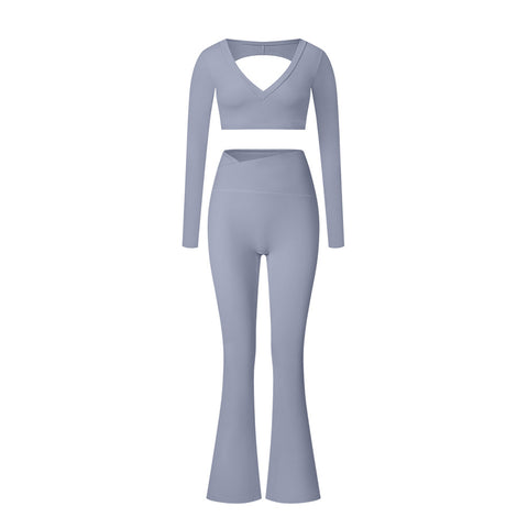 Yoga suit set sandblasting tight fitting shaping high waist fitness sports leisure yoga suit set