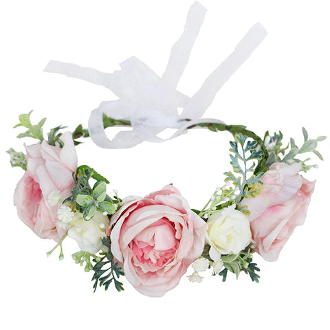 Korean style flower garland headwear fresh large peony flower crown runway dance party headband vacation countryside headband