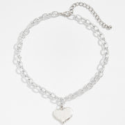 Ins style heart-shaped pendant collarbone chain set, fashionable metal photosensitive surface necklace