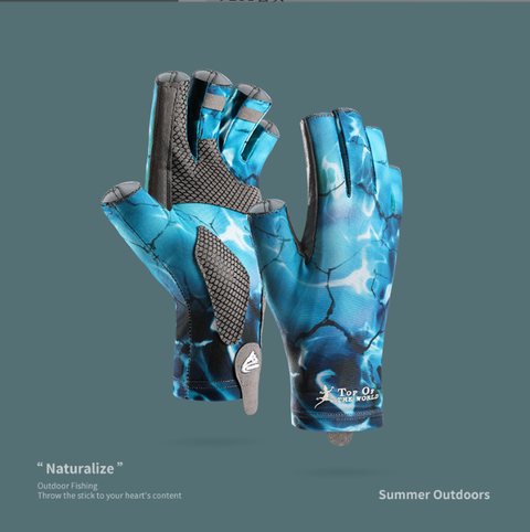 Summer outdoor sports sunscreen fishing gloves riding non slip half finger gloves