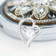 Heart shaped hollow pendant with diamond inlay necklace