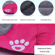 New, soft, and cozy fleece pet bed. Waterproof bottom. Suitable for small, medium & large pets. Keeps pets warm.