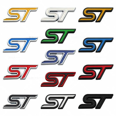 3D metal car stickers, ST badges, badges, decals, Ford Focus 2, 3, Mondeo, FI.C. Kuga, Mk1, Mk2, Mk3, Mk7 front grille decoratio