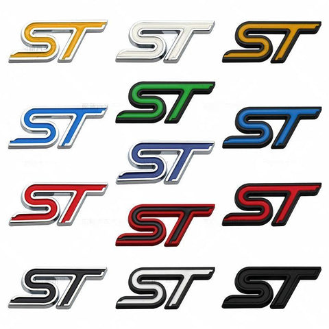 3D metal car stickers, ST badges, badges, decals, Ford Focus 2, 3, Mondeo, FI.C. Kuga, Mk1, Mk2, Mk3, Mk7 front grille decoratio