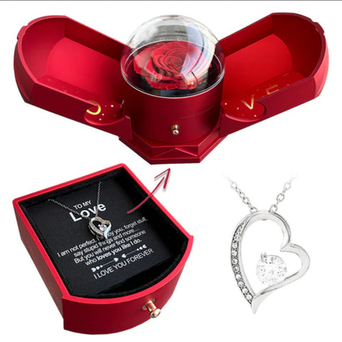 Double open rose gift box drawer style rose jewelry box angel wings Chinese Valentine's Day necklace gift box