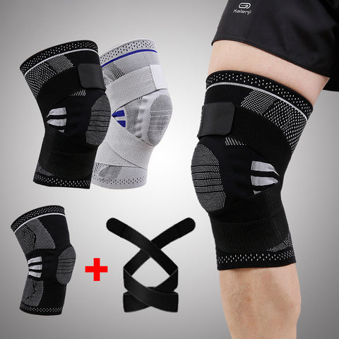 Strap support sports knee pads silicone shock absorption protection knee automatic closure outdoor sports