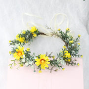 Flower garlands green plants daisies sunflowers headwear children's selfies flower crowns