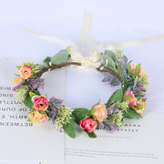 Flower garland headwear simulation green plants flower buds hair accessories performance outdoor headwear accessories