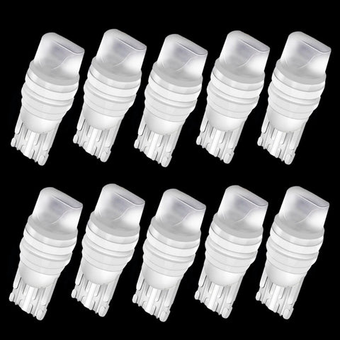 10Pcs T10 W5W Ceramic 3D LED Waterproof Wedge Licence Plate Lights WY5W Turn Side Lamp Car Reading Dome Light Auto Parking Bulb