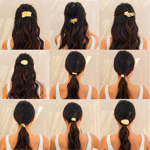 Metal concave convex folded alloy hair clip Hairpin irregular temperament hair clip