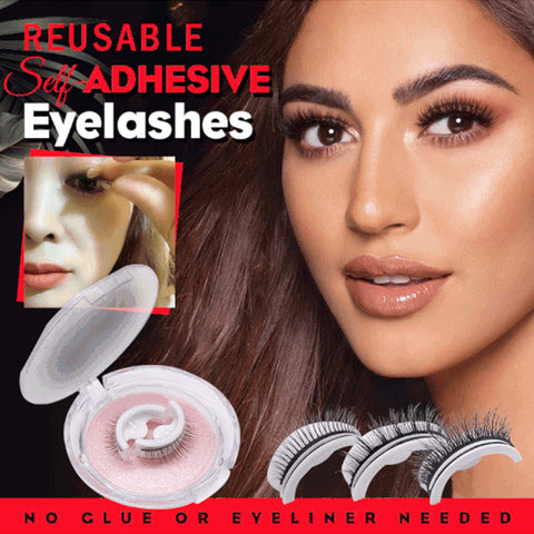 Reusable 3D Mink Lashes Natural False Eyelashes Self Adhesive Fake Glue Free Makeup Eyelash Extension Silk