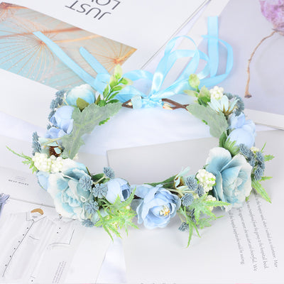 Bridal Fairy Flower Wreath Fabric Flower Starry Sky Headwear Children's Travel Photography Performance Hair Accessories Headrings