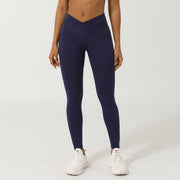 Cross V-shaped yoga cropped pants without T-line peach hip lifting fitness pants quick drying sports pants