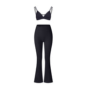 Yoga suit set sandblasting tight fitting shaping high waist fitness sports leisure yoga suit set