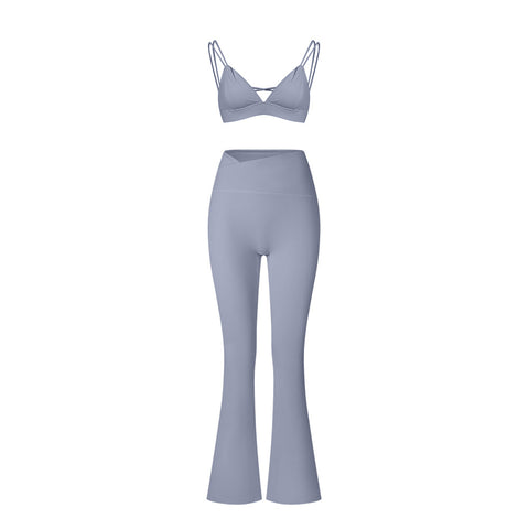 Yoga suit set sandblasting tight fitting shaping high waist fitness sports leisure yoga suit set