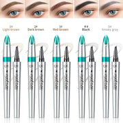 QIC Eyebrow Tattoo Pen Waterproof Fork Tip Eyebrow Ink Pen 4 Heads Liquid Eyebrow Pen