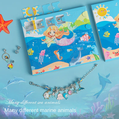 Ocean themed blind box cartoon children's gift DIY bracelet 24 grid calendar cave music holiday gift