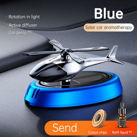 Solar Rotating Helicopter Aromatherapy Car Ornaments Car Air Freshener Alloy + ABS Wooden Aromatherapy Machine