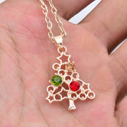 Christmas Gift Accessories Fashionable Hollow out Micro inlaid Zircon Christmas Tree Necklace