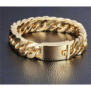 Fashionable 18K gold plated men's electroplated alloy double buckle bracelet