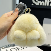 Cute Rex Rabbit Fur Doll Bunny Car Keychain Pendant Mini Bag Plush Dead Ornament Rabbit