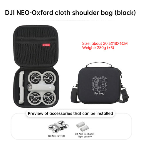 Protective grey hard case for DJI Neo. Two-way zipper, compact, for travel & protection. (Case only)