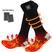 Winter Electric Heating Socks With Battery Box Rechargeable Anti-Cold Men Thermal Heated Foot Warmer Outdoor Camping Ski Sports