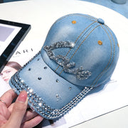 Cowboy Baseball Hat Female Ins Tide Ladies Fashion Sunscreen Rhinestone Peaked Cap Summer Sun Hat