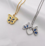 New diamond butterfly heart necklace for women, openable I Love You heart-shaped pendant necklace